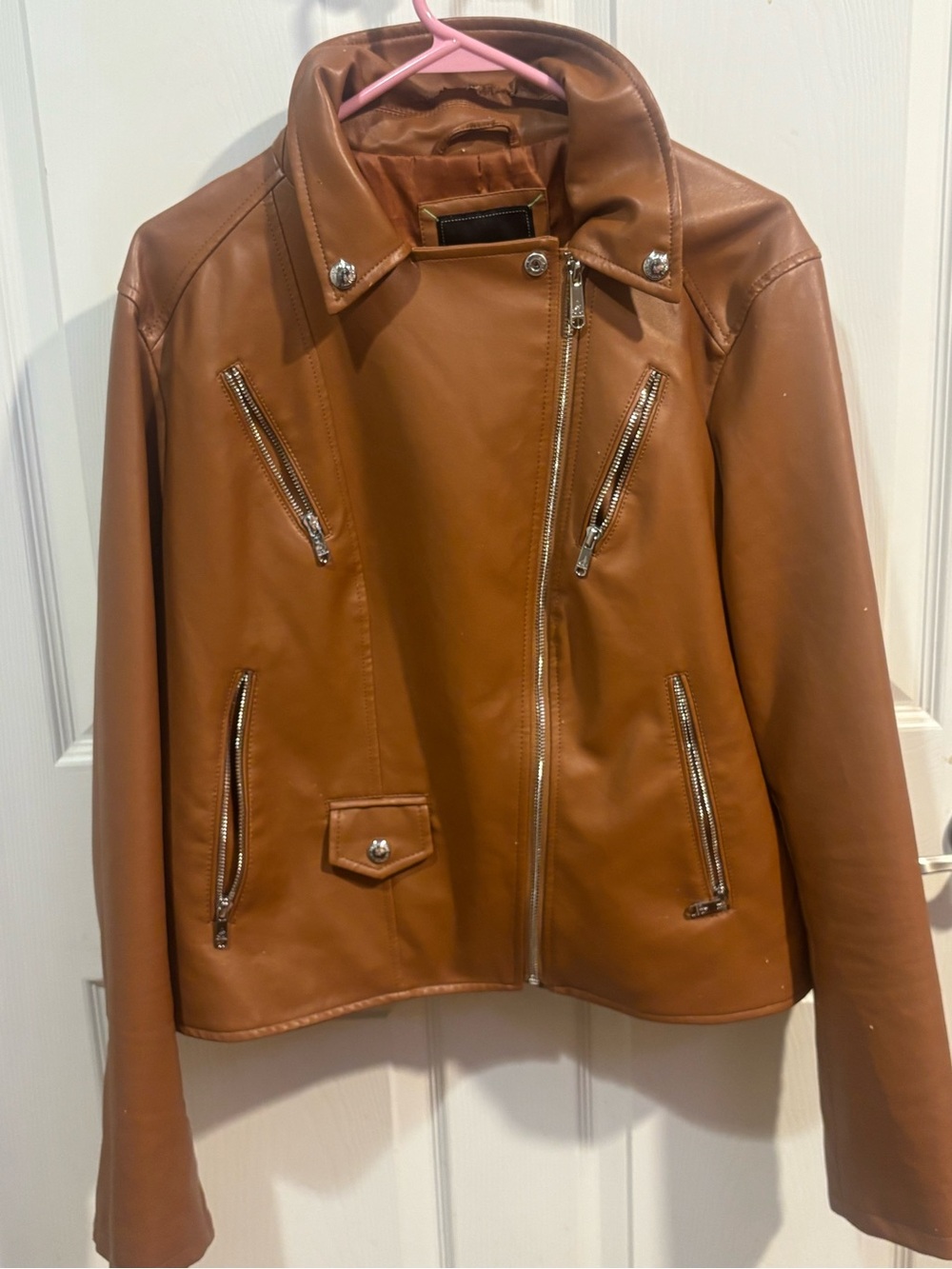 Sam Edelman Cognac Faux Leather Moto Jacket